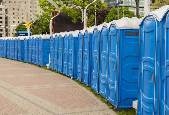Seasonal porta potty units set up at a [city], Texas venue
